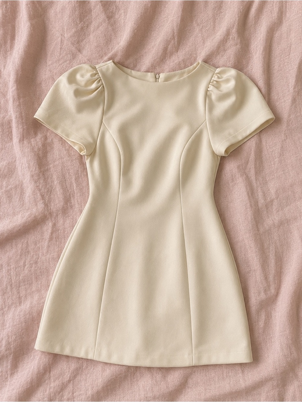 ZARA Cream Puff-Sleeve A-Line Dress - Size S